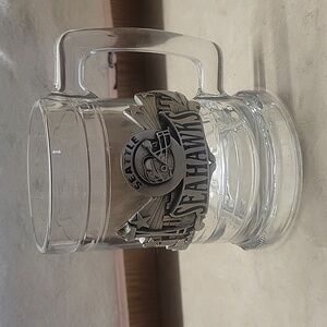 Seattle Seahawks NFL glass beer steins mug. Very likely vintage. Heavy! No flaws